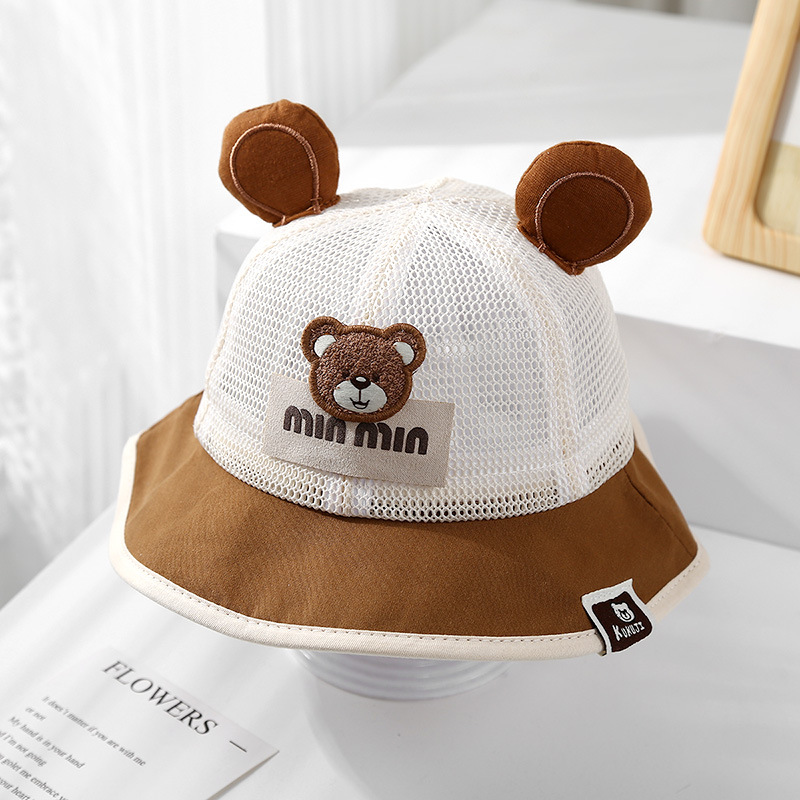 Sombrero de pescador para bebé, sombrero de lavabo, lindo, súper lindo, dibujos animados, sombrero para el sol transpirable, niño y niña, malla de protección solar al aire libre de verano