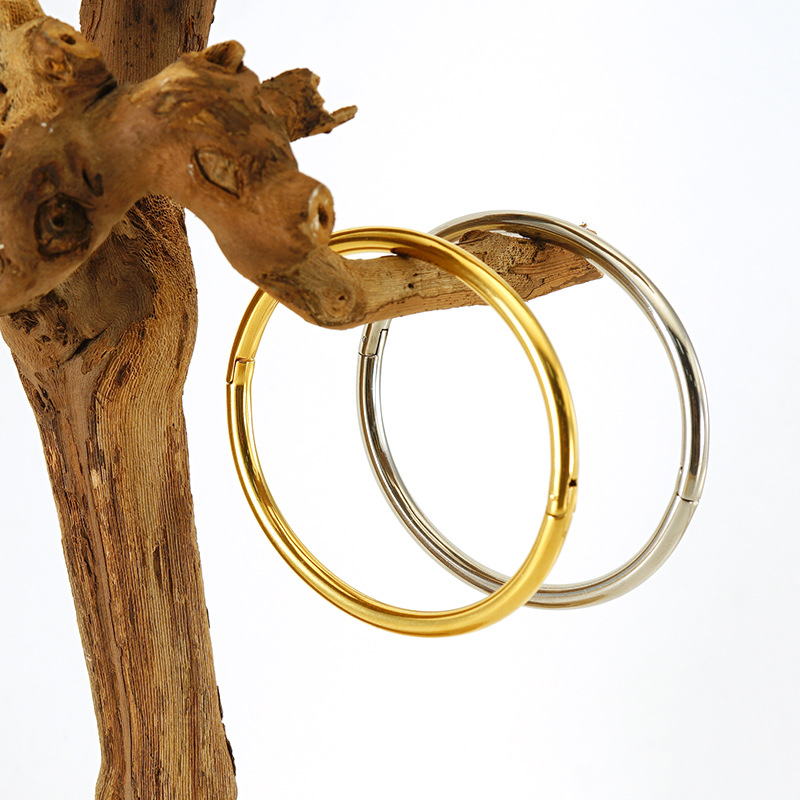 Pulsera de acero de titanio ovalada de oro simple nicho todo partido pulsera de acero inoxidable no se desvanece transfronteriza europea y americana joyería al por mayor