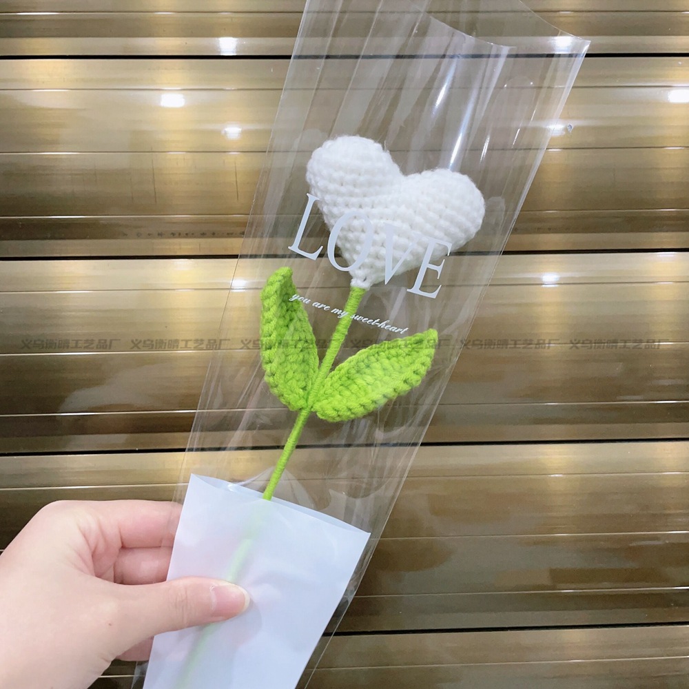 Lily tejido a mano acabado rosa Lily Tulip flor artificial lana ramo regalo