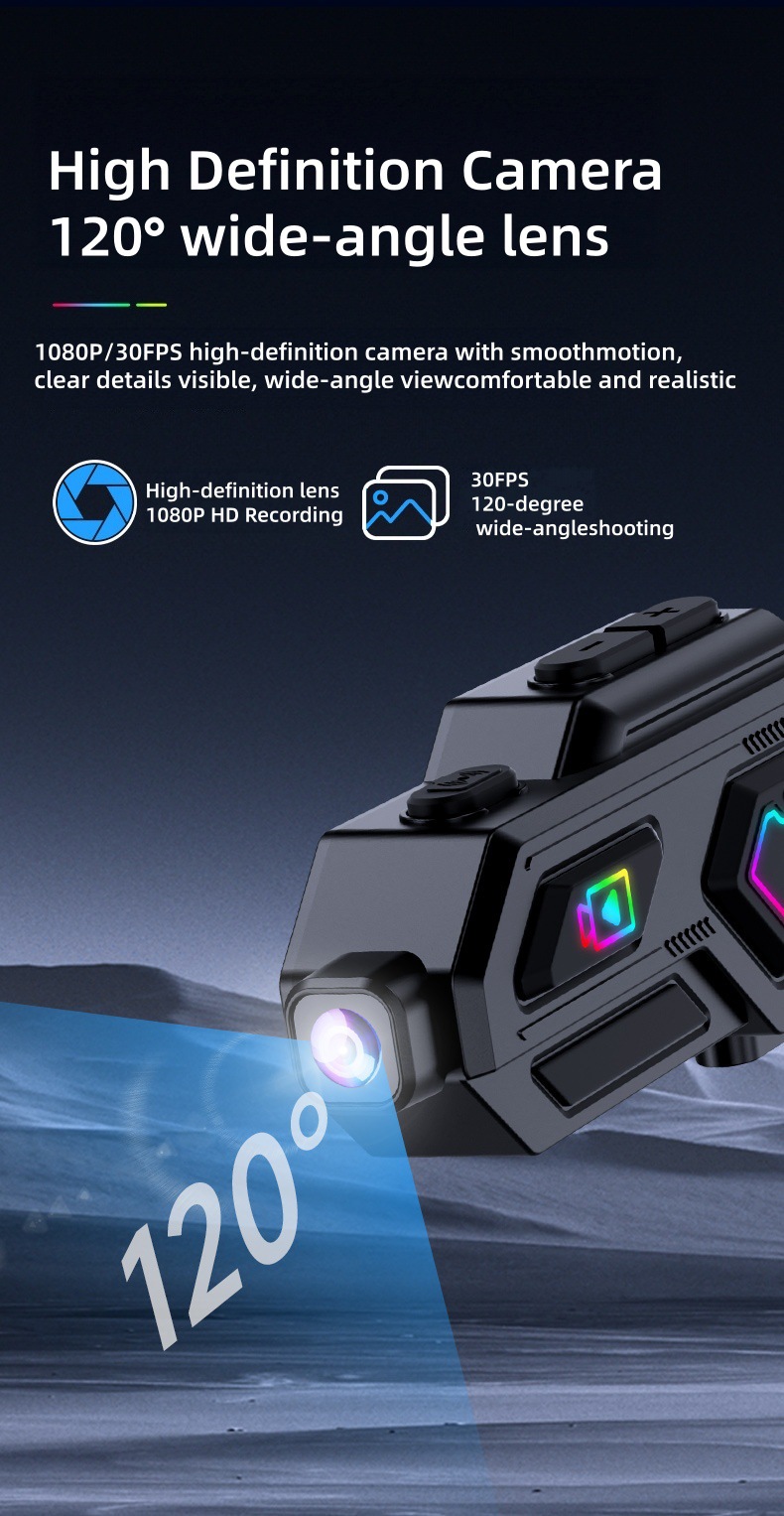 Cross-border new motorcycle helmet Bluetooth headset 600m intercom HD video and photo all-in-one with long battery life