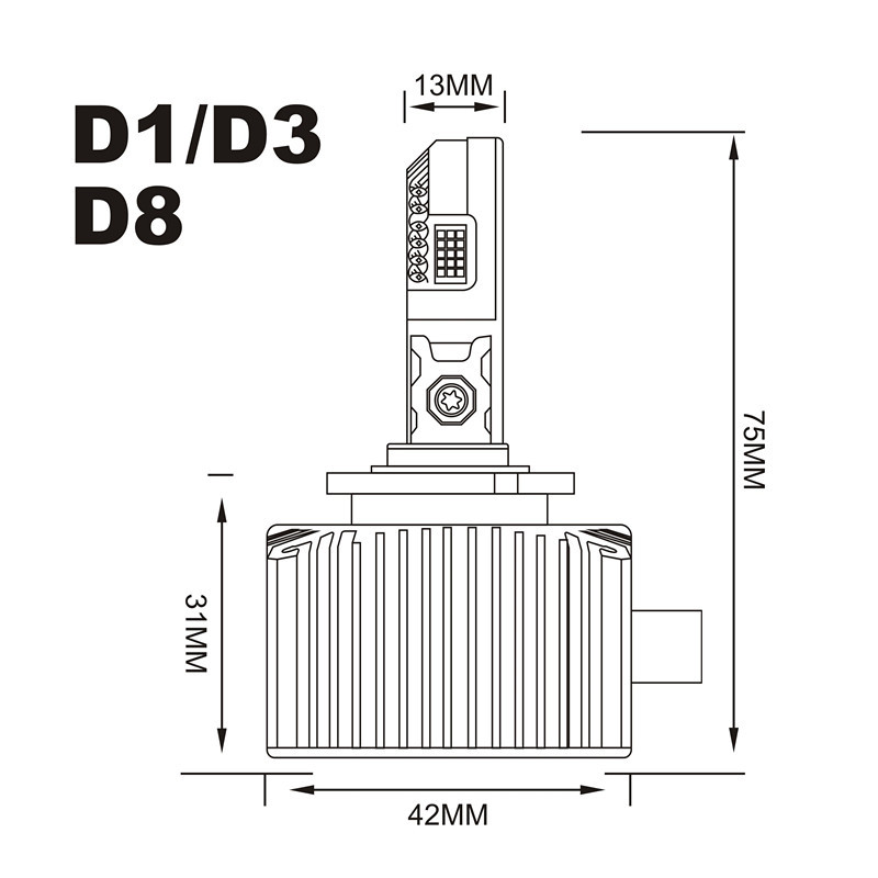 Ventas calientes de cuatro tubos de cobre D serie LED delantero de automóvil D8s D1 D2 D3 D4 D5 actualización de la luz