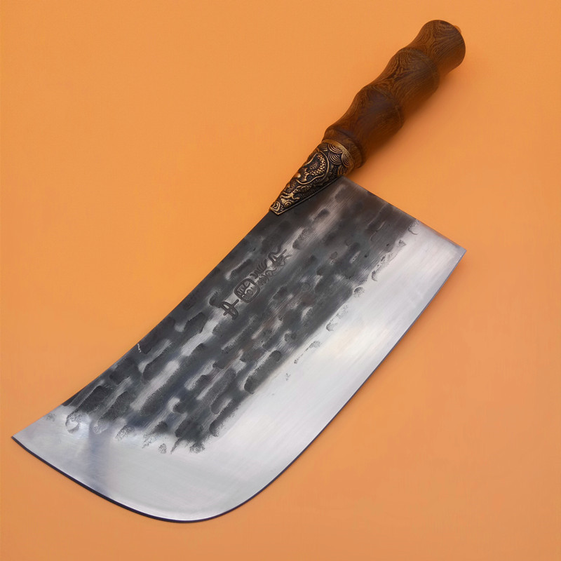 Longquan kitchen knife handmade forging boutique kitchen knife stainless steel slicing knife round head special offer factory straight hammer pattern household kitchen knife