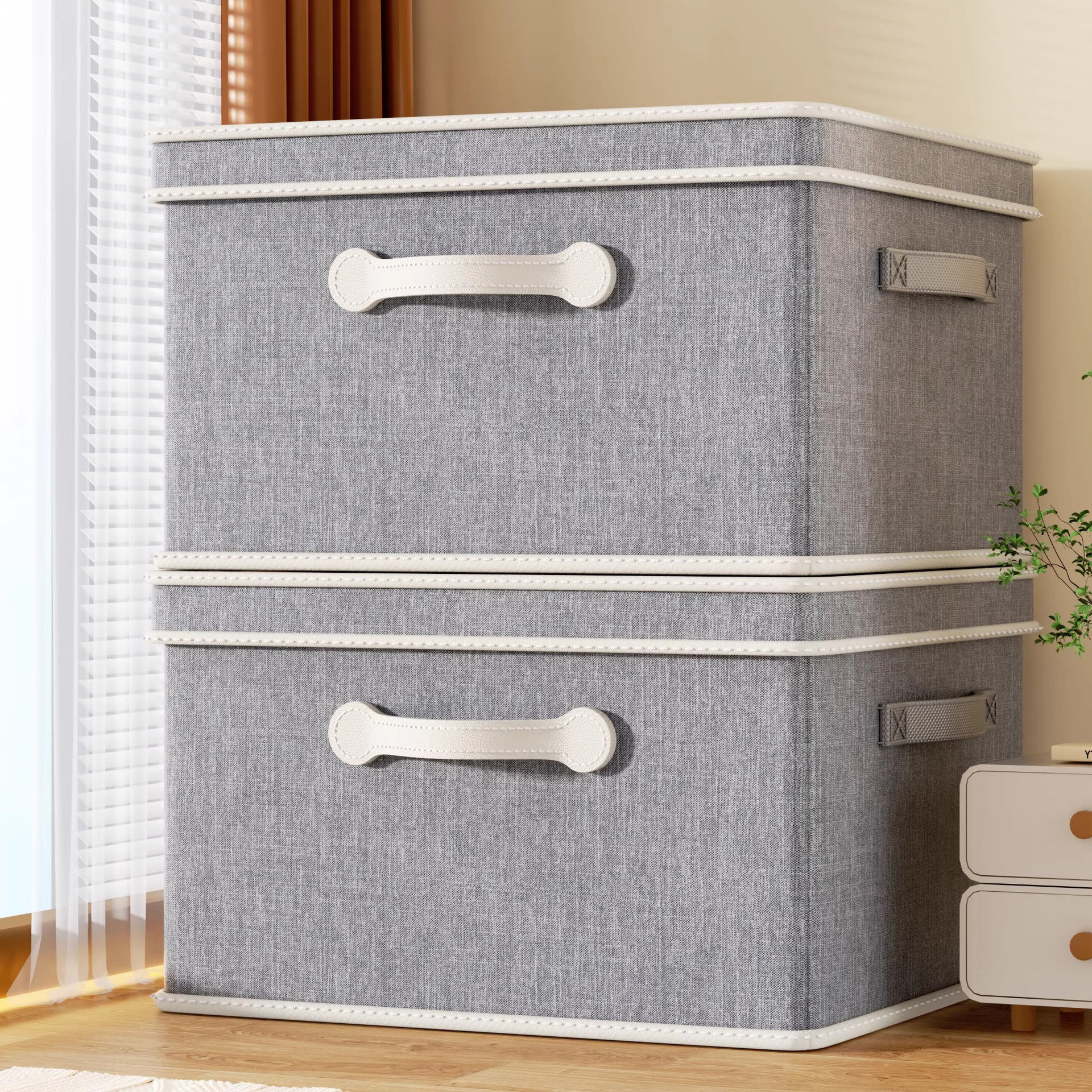 Clothing Storage Box for Home Use, Wardrobe Organizer, Storage Box for Clothes and Pants, Fabric Cotton and Linen Foldable Storage Basket, a Must-Have Item