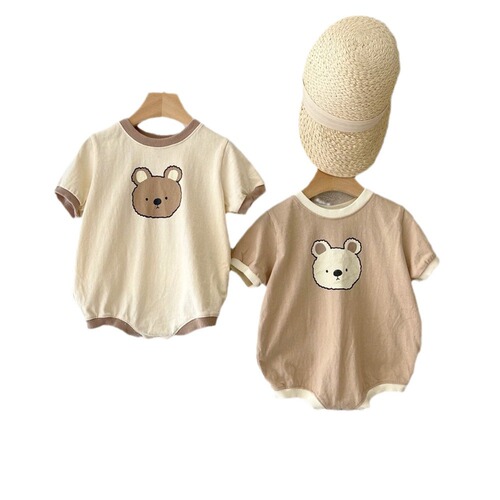 Korean Loose T-shirt Triangle Climbing Suit for Babies Summer Pajama Set with Chiffon Material, Factory Direct Shipping