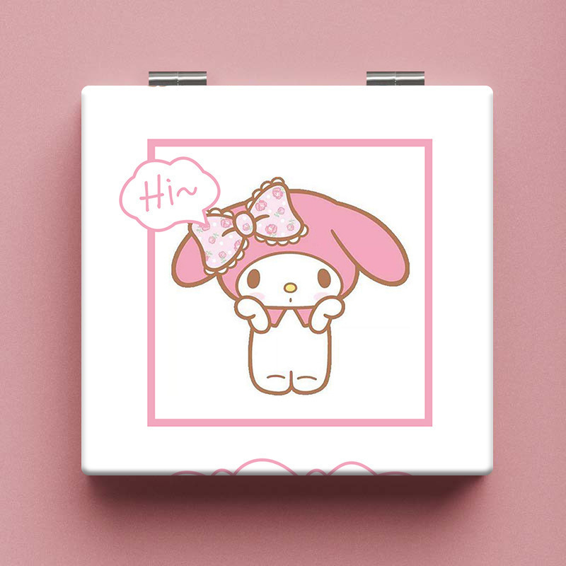 Lindo espejo pequeño Sanrio Kulomi espejo de maquillaje portátil de alto valor espejo de maquillaje portátil dormitorio de estudiantes espejo de maquillaje plegable