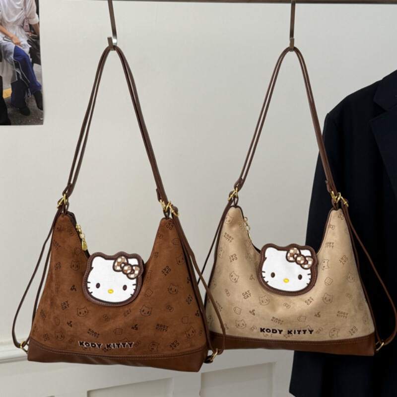Korean-Style Niche Trendy Hello Kitty Tote Bag, Large Capacity Multi-Purpose Kt Backpack, Suede Patchwork Shoulder Bag Backpack Korean-Style Niche Trendy Hello Kitty Tote Bag, Large Capacity Multi-Purpose Kt Backpack, Suede Patchwork Shoulder Bag Backpack