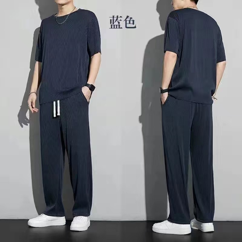 Verano delgado 2026 nuevo estilo de moda casual pantalones sueltos camiseta de manga corta ropa deportiva de secado rápido para hombres