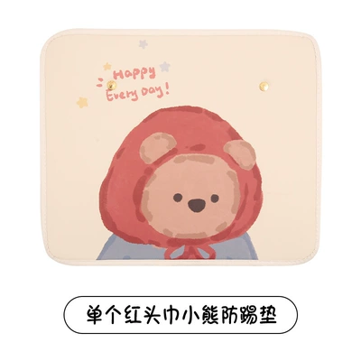 Cute Car Anti-Kick Pad Rear Car Cartoon Seat Backrest Rear Seat Protective Supplies Anti-Kick Patch Anti-Wear Pad (Chair back anti-kick pad) - red-scarf-bear