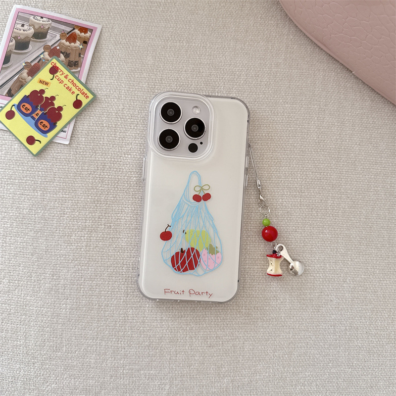 Simplicidad bolsa de rejilla de frutas ins para Apple 15ProMax Pareja iphone16Pro funda para teléfono móvil 13 nuevo 14