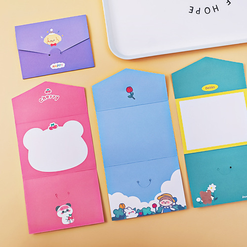Cartoon ins envelope style greeting card, holiday blessing message, thank you postcard, cute creative small card