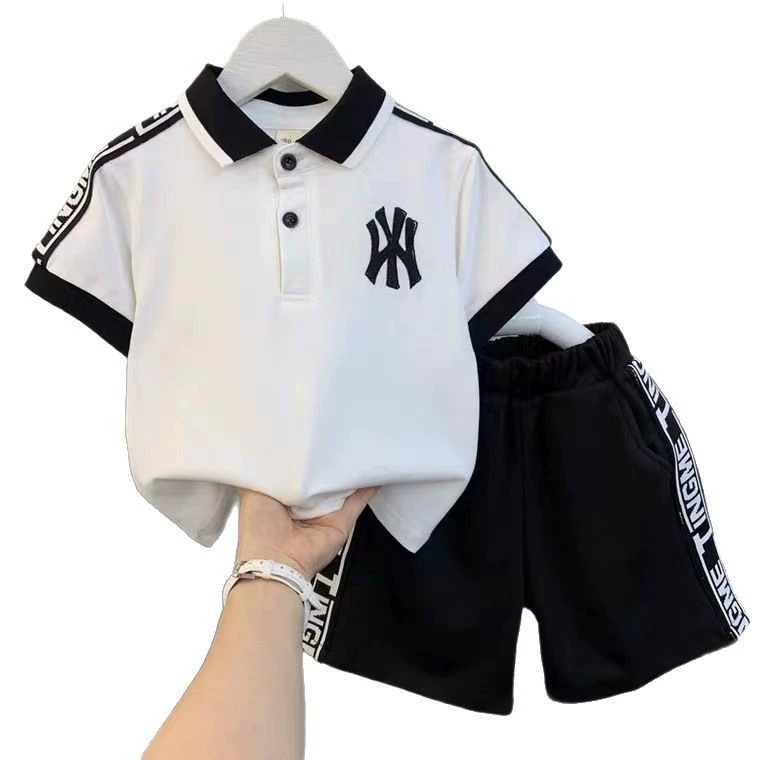 Summer clothing, children's summer set for boys, internet celebrity, with short sleeve, western style