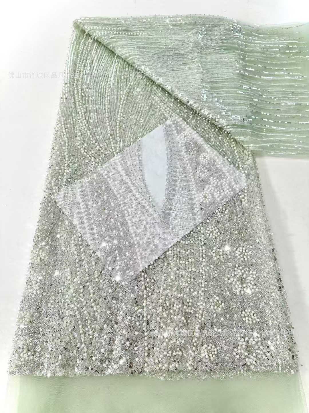 Sequinilla tela de cuentas de clavos vestido de boda vestido de noche ropa de moda fuente fábrica al por mayor