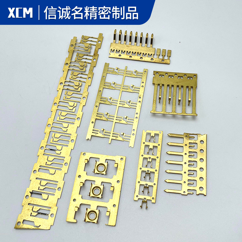 电器铜片冲压加工U型包线端子横送线束横连接铜插片黄铜接触弹片