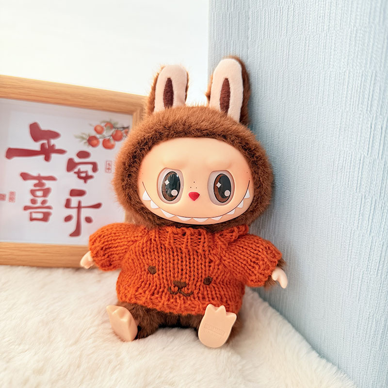 Solo ropa] Llavero de primera y segunda generación Labubu colgante de ropa Rabubu ropa de bebé suéter de punto traje de sombrero