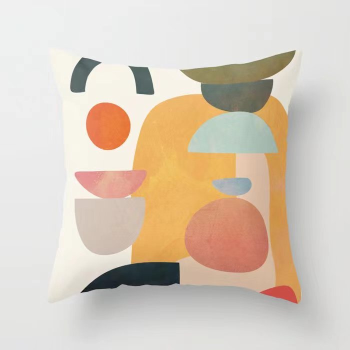 Funda De Almohada abstracta simple moderna funda de almohada de piel de melocotón geométrica simple funda de almohada de mediados de siglo