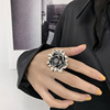 Retro ring, European style, internet celebrity, silver 925 sample, on index finger