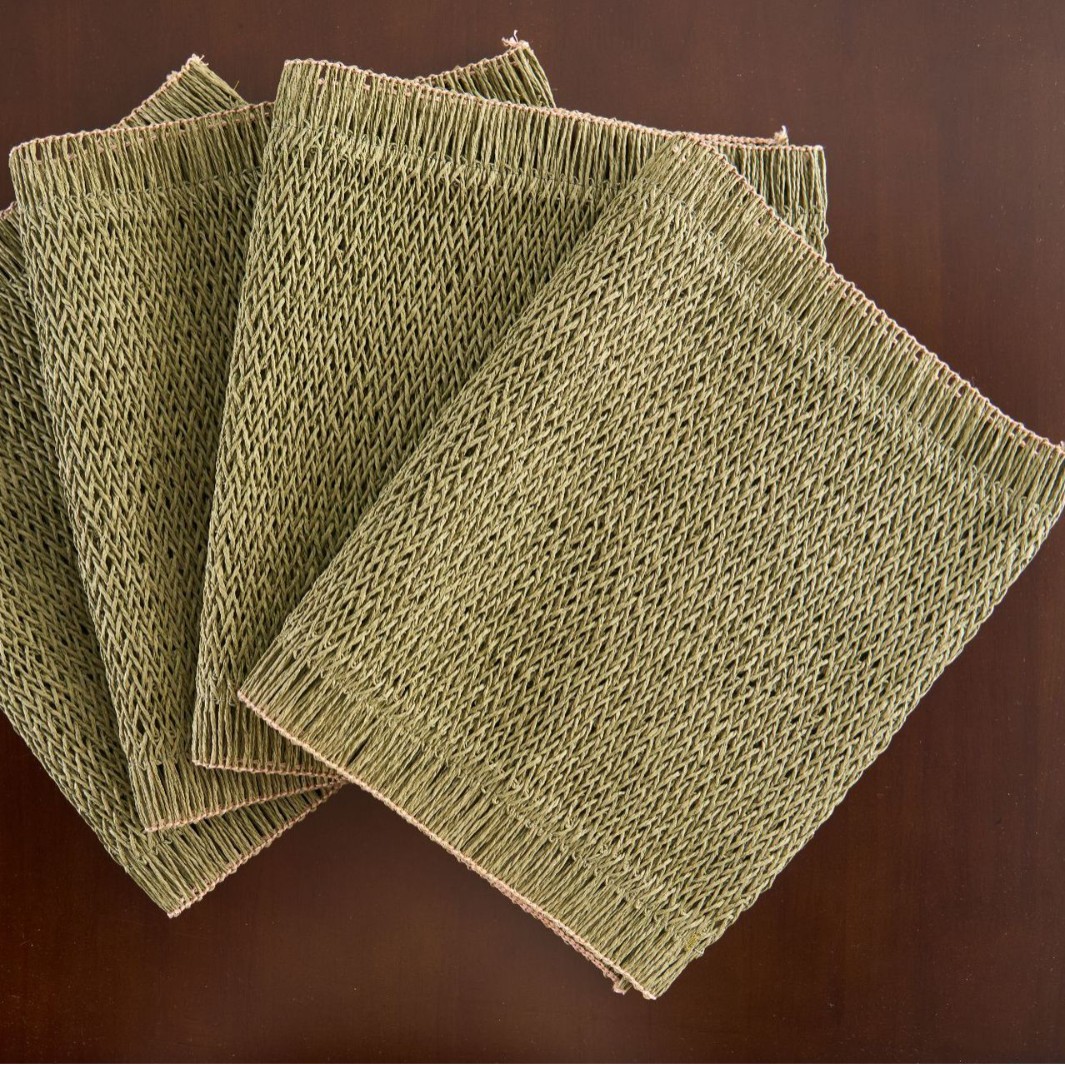 Yiqiyun almohadilla de mesa anti-escaldado estilo americano estilo pastoral color sólido tejido borla almohadilla para plato decorativa y embellecedora