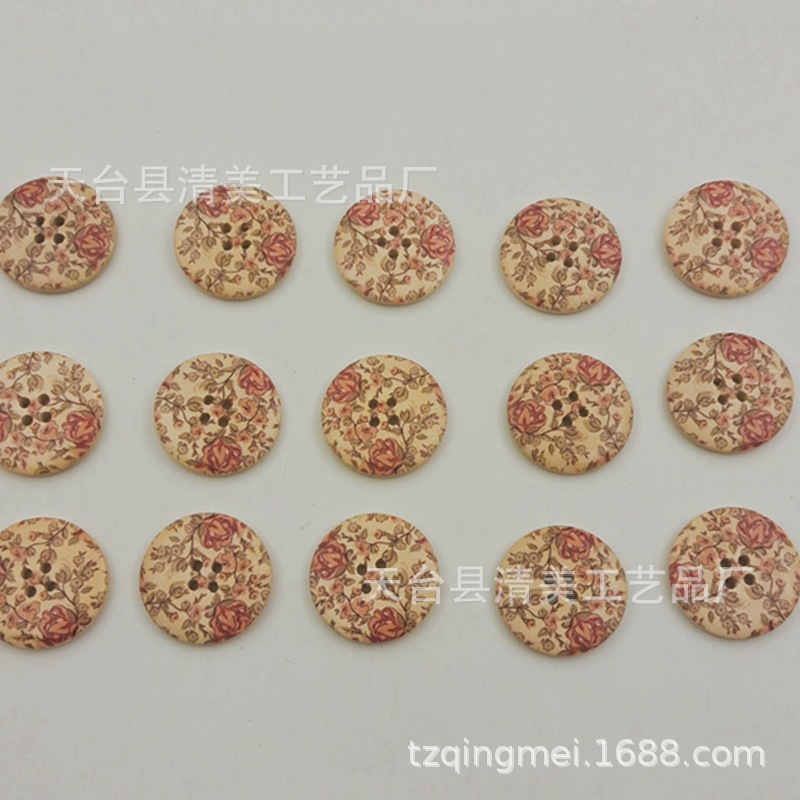 30mm troncos botones de flor de rosa de madera botones de dos ojos manualidades decorativas de bricolaje 30 por paquete