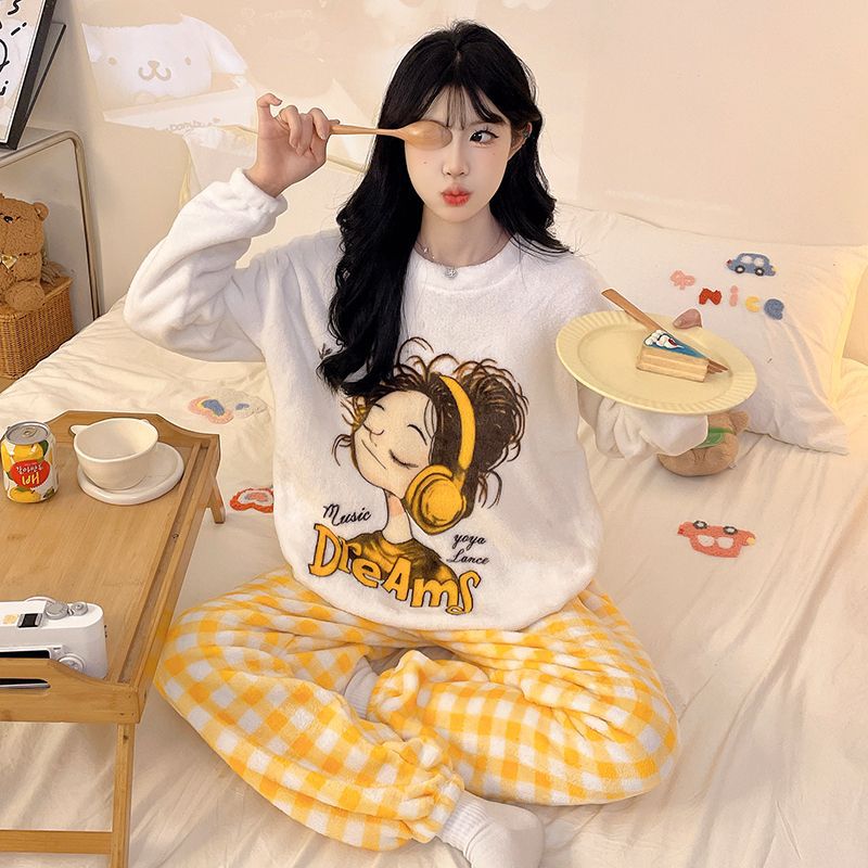 Transfronterizo mayorista invierno suave flanel set niñas lindas pijamas cubierta de dibujos animados abrigo abrigo abrigo