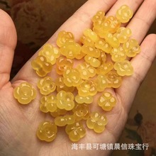 天然俄料蜜蜡琥珀桂花腰珠背云隔珠手串配饰满蜜蜡鸡油黄形状饱满