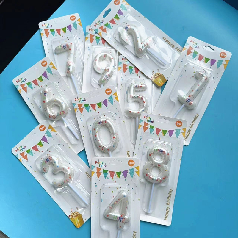 Decoración de pastel de horneado globos blancos velas digitales de color rosado gradiente inswind pastel de cumpleaños vela insert