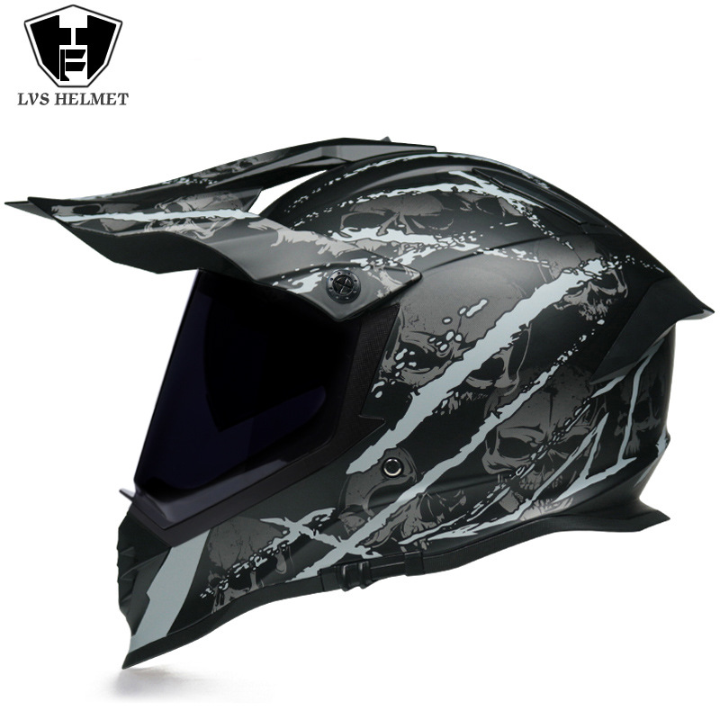 Nuevo off-road tire casco de doble lente carretera tire casco completo motocicleta Larga Distancia unisex Four Seasons universal LVS