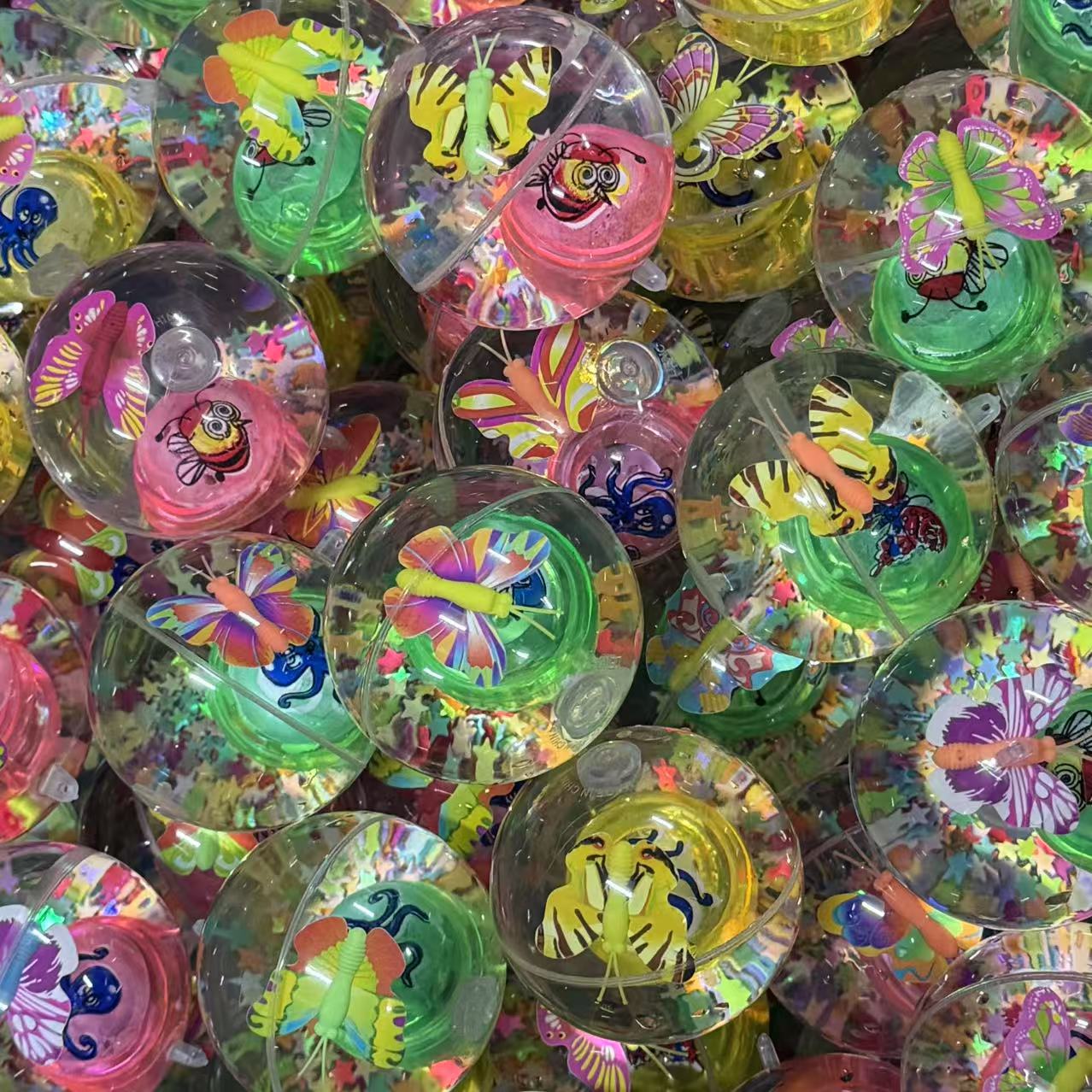 Bola elástica de cristal luminoso transparente, bola de agua flash, cuerda con cuerda, juguetes luminosos para niños, puestos de mercado nocturno, productos pequeños al por mayor