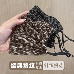 魅惑时尚豹纹秋冬保暖防风口罩高颜值面罩护脸加绒纯棉防寒可水洗