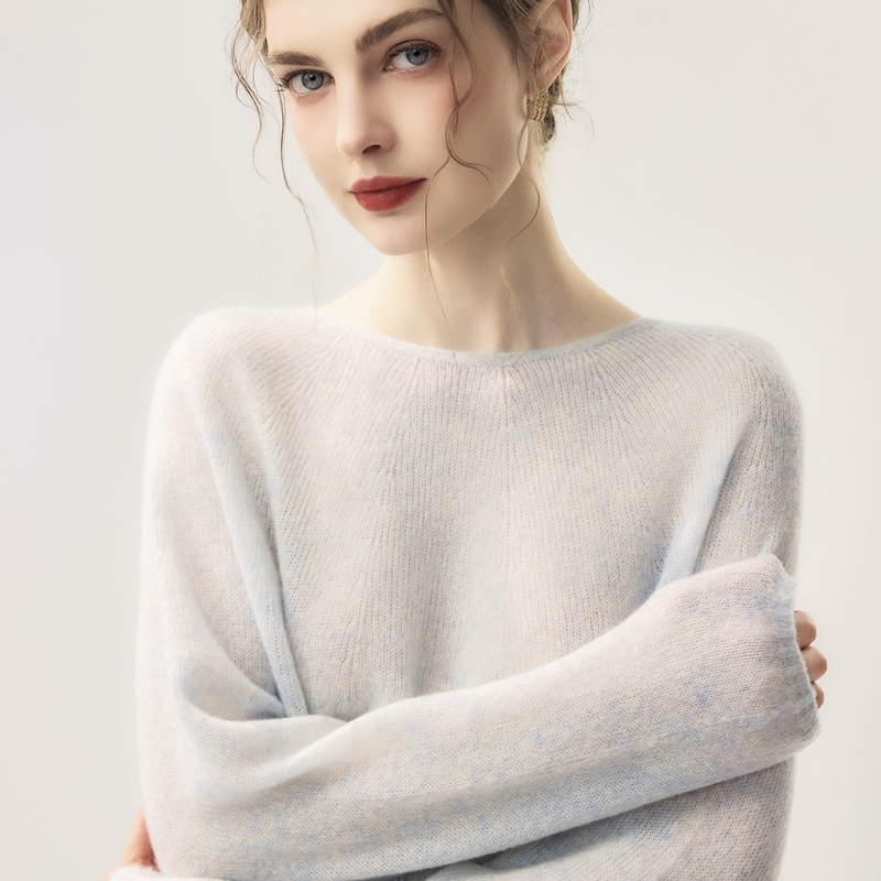 Campbell's yarn, 75% cashmere, 25% mulberry silk, thin, round-neck, loose-fitting knit sweater for women, seamless, casual style Campbell's yarn, 75% cashmere, 25% mulberry silk, thin, round-neck, loose-fitting knit sweater for women, seamless, casual style