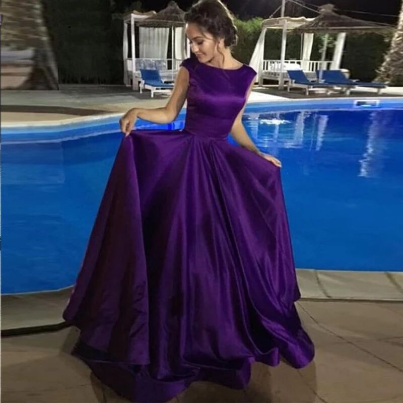 Comercio exterior europeo y americano Amazon AliExpress deseo vestido de noche elegante simple cuello redondo sin mangas vestido de banquete image 1