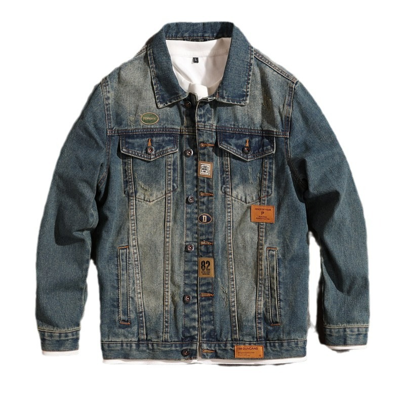 Herr denimjacka retro höst vinter tvättad slim trendig stil_voghion.com