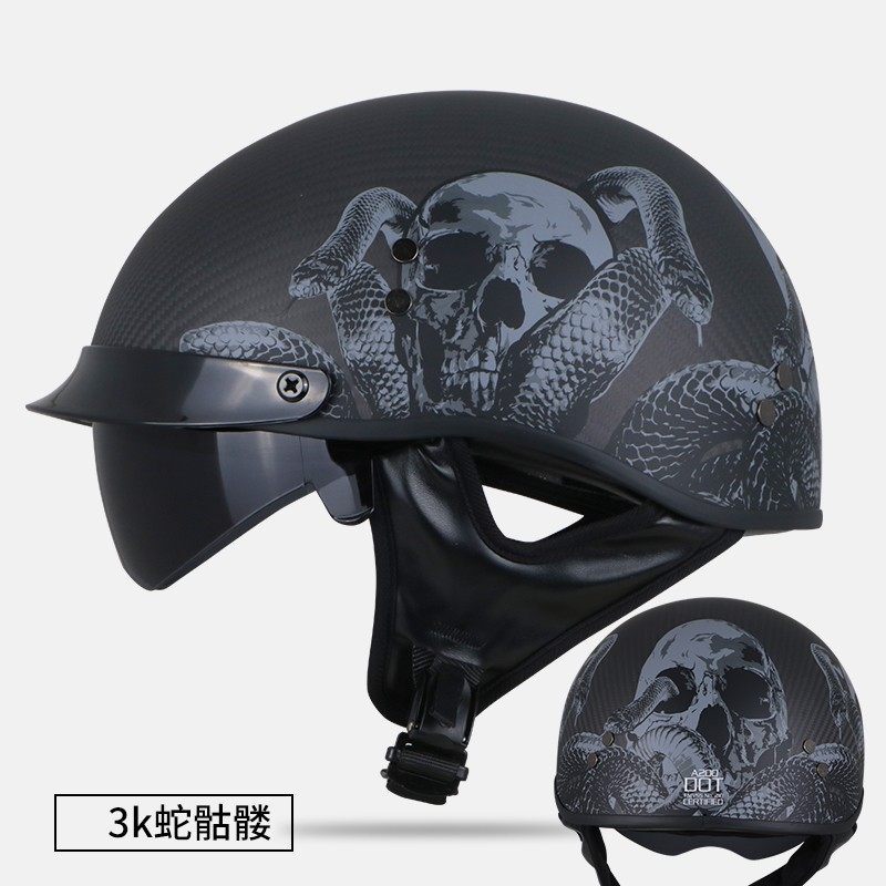 Summer Helmet Retro | Motuoche Motosiklet kaskı (dəbilqə) - glossy-black-3k-carbon-fiber-m