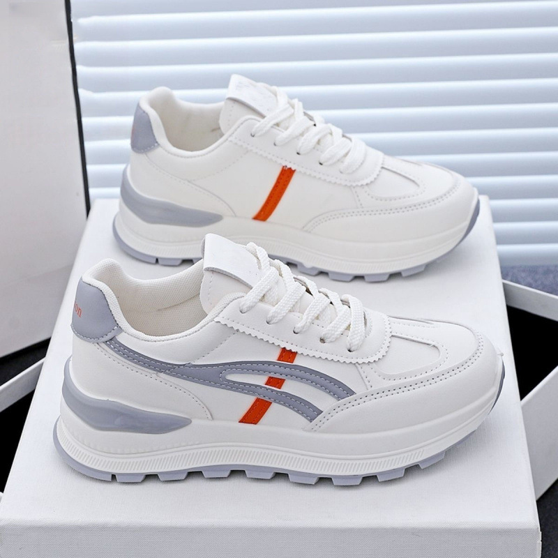 Spring and Autumn Women's Shoes New Breathable White Shoes Women's Versatile Korean Style Thick-Soled Height-Increasing Sports Shoes Casual Dad Trendy Shoes