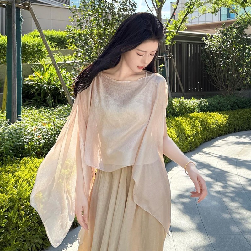 Summer Thin Solid Color Sheer Sunscreen Shawl Fashion Versatile Pullover Scarf Travel Photography Vacation Air Conditioning Shirt Summer Thin Solid Color Sheer Sunscreen Shawl Fashion Versatile Pullover Scarf Travel Photography Vacation Air Conditioning Shirt