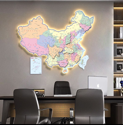 中国地图发光拼接墙面装饰画立体感LED灯光画办公室客厅艺术壁画-阿里巴巴