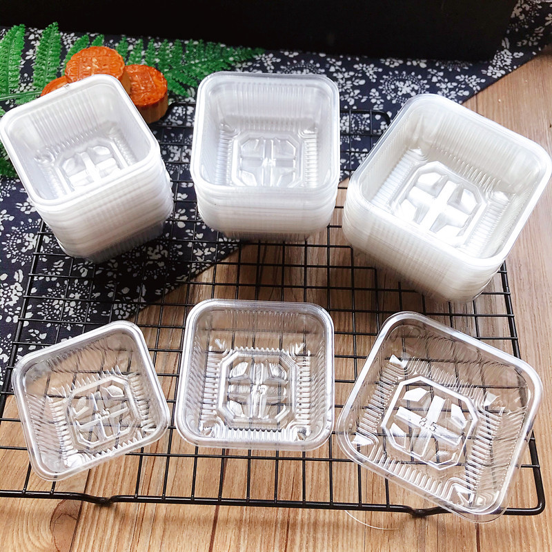 50-150g Mid-Autumn Moon Cake Tray Food Base Plastic Baking Egg Yolk Crisp Inner 100 Pack