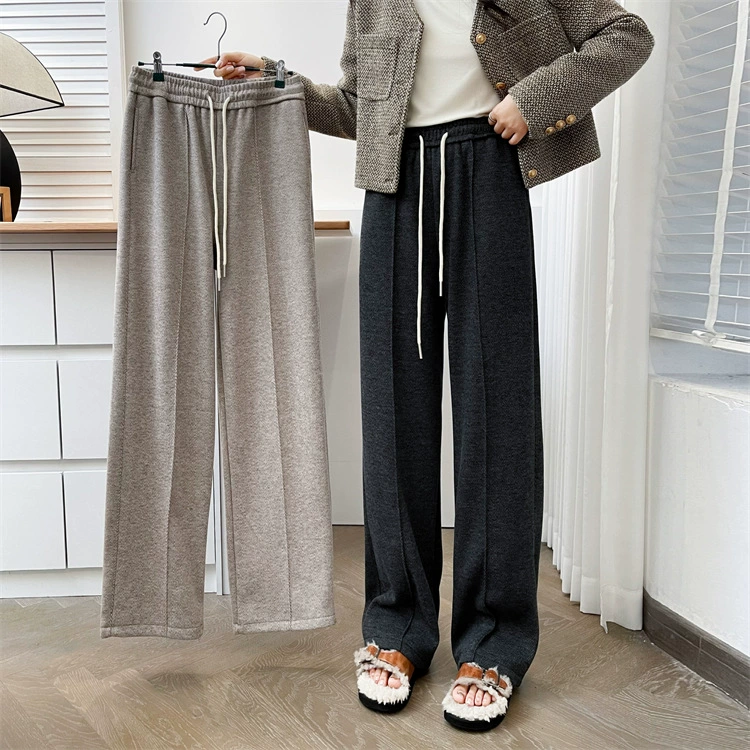 Корейская версия больших размеров женские повседневные брюки 2024 зима новая мода тонкая и эласткая с высокой талией елочные брюки 907