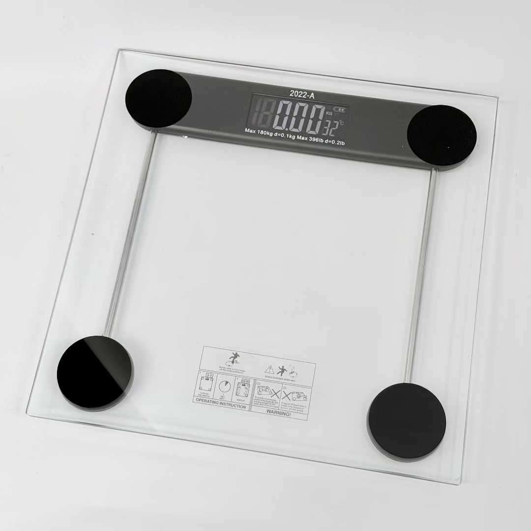 亚马逊高精准体重秤30cm方形透明玻璃秤健康称重人体电子秤180kg
