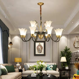 美式金色客厅吊灯轻奢欧式花型餐厅主卧室现代个性麦穗田园灯饰