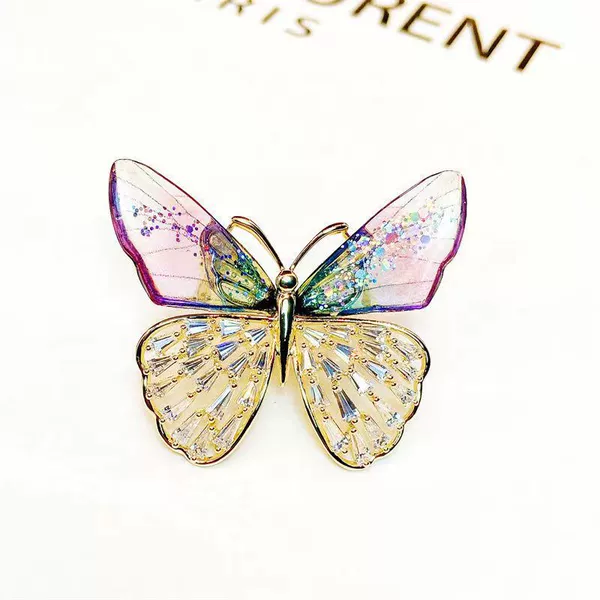 Light kc gold transparent pink butterfly