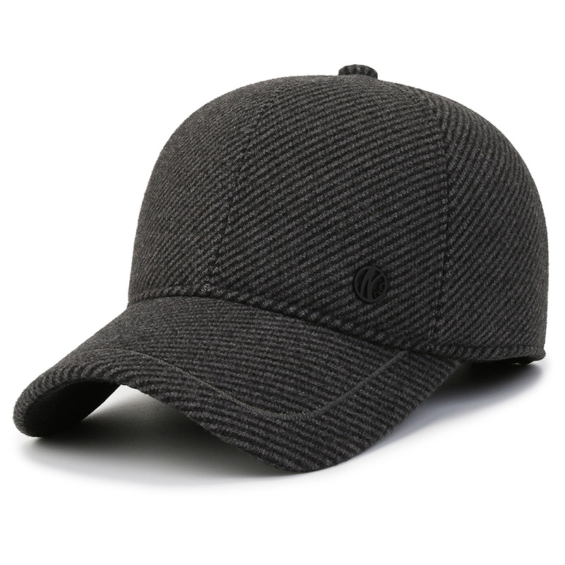 Warm Men's Wool Baseball Cap With Ear Protection For Winter_voghion.com