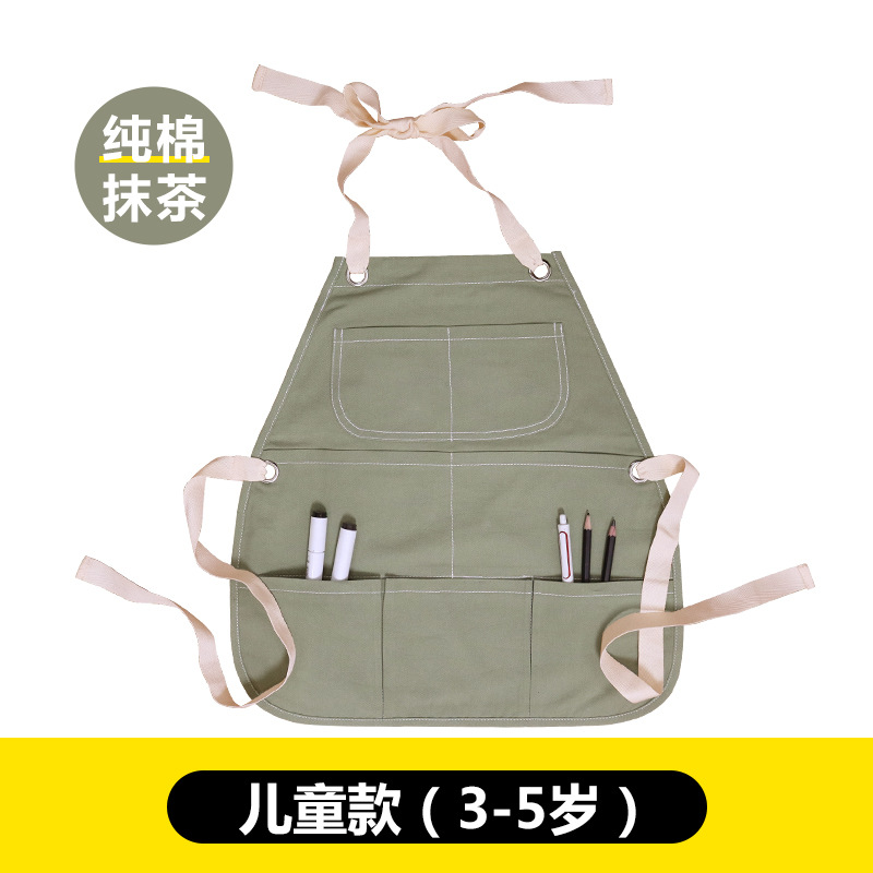 Delantal infantil de algodón Amazon con logotipo personalizado, pintura, caligrafía, delantal vaquero sin mangas para niños, personalización al por mayor