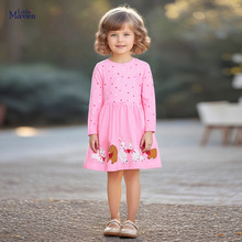 Little maven女童连衣裙 欧美卡通全棉儿童裙子 秋季长袖童裙