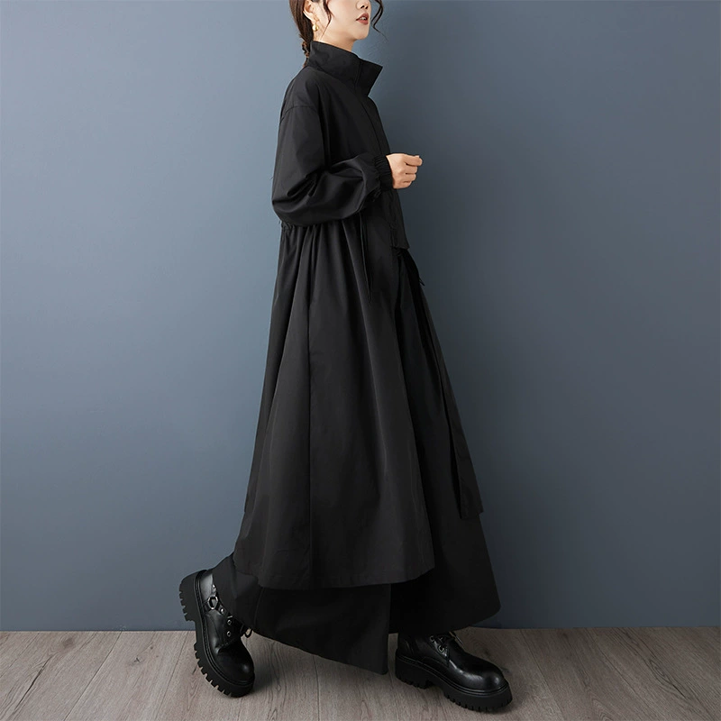 Парадная дизайнерская trench coat с молнией, модная куртка, тренд сезона, оверсайз, шнуровка, облегающий