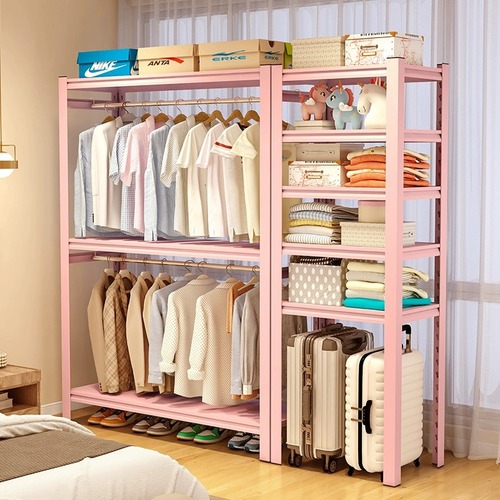 Household colorful wardrobe hanger for rentals, coat rack, DIY freestanding wardrobe with open shelving