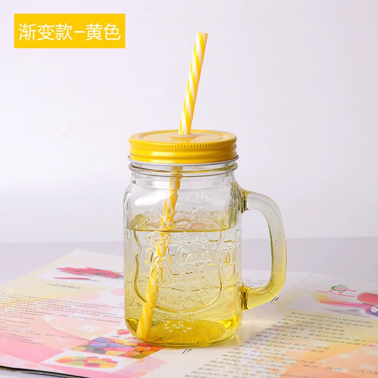 Creative fashionable straw, handle, milk tea, glass, gradient