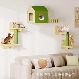 跨境壁挂式猫爬架小型猫上墙架实木猫猫墙壁跳台跳板猫咪猫窝