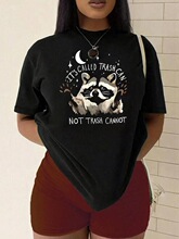 R 32824 Funny Raccoon Trash Can Print T-Shirt ��Ĭ���T��