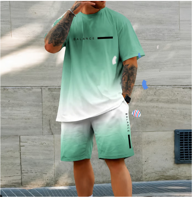 Conjunto de camisetas y pantalones de manga corta a la moda, los más vendidos en Amazon en 2026, ropa holgada para hombre con estampado digital 3D y colores degradados
