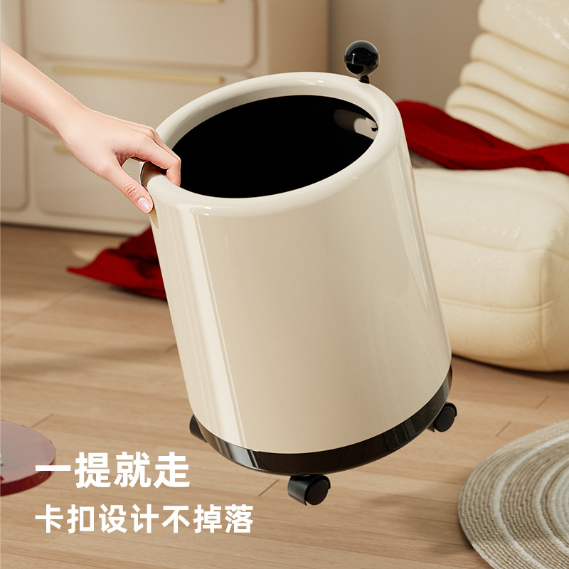 Nuevo tipo de basura doméstica simple lujosa crema de aire barril de almacenamiento rueda sin cubierta barril de limpieza doble barril de papel de basura